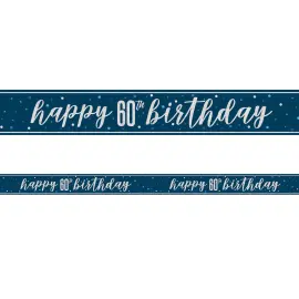 Happy 60th Birthday Banner Bl&aring;t & S&oslash;lv