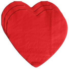 Hjerter Papirservietter R&oslash;d 33 cm 16-pak