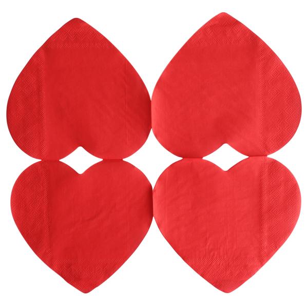 Hjerter Papirservietter Rød 33 cm 16-pak