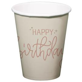 Papkrus Happy Birthday Cremehvid/Cremelyserød 8-pak