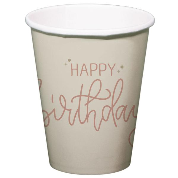 Papkrus Happy Birthday Cremehvid/Cremelyserød 8-pak