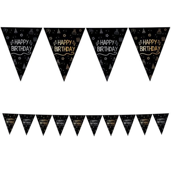 Flagguirlande Happy Birthday Sort