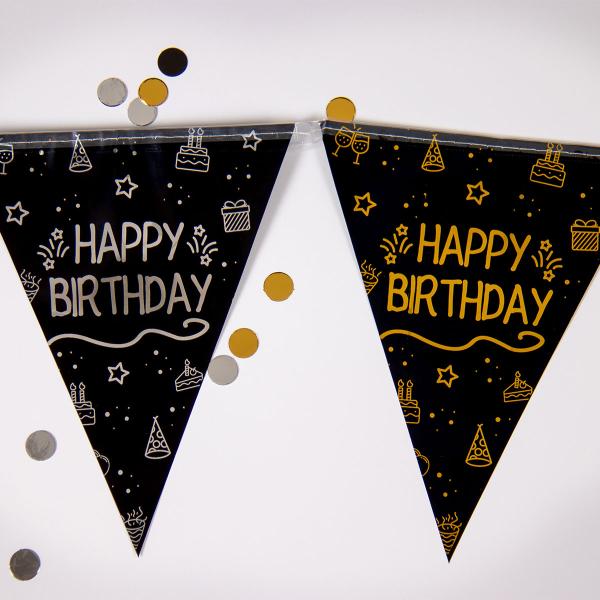 Flagguirlande Happy Birthday Sort