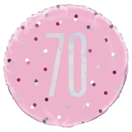 70 Års Folieballon Pink & Sølv