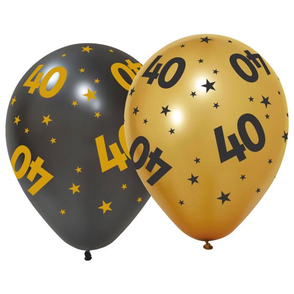 Latexballoner med Stjerner & Tallet 40 6-pak
