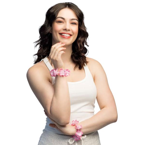Hawaii Blomsterarmbånd med Perler 2-pak