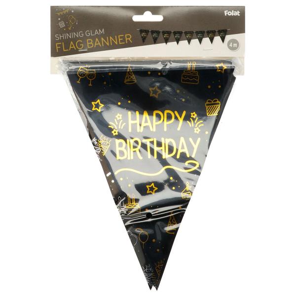 Flagguirlande Happy Birthday Sort