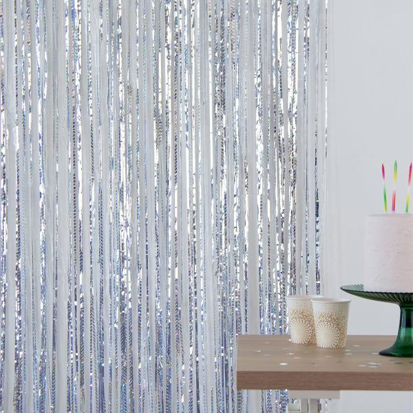Party Forhæng Iriserende Sølv 200x100 cm