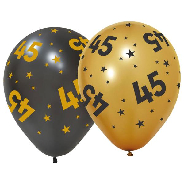 Latexballoner med Stjerner & Tallet 45 6-pak