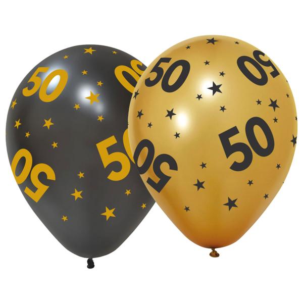 Latexballoner med Stjerner & Tallet 50 6-pak