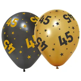 Latexballoner med Stjerner & Tallet 45 6-pak