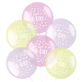 Balloner Happy B-Day Pastel Mix Pink