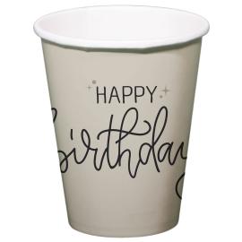 Papkrus Happy Birthday Cremehvid/Sort 8-pak