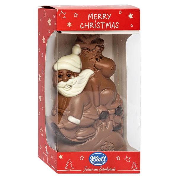 Stor Chokoladefigur Julemanden & Rudolf