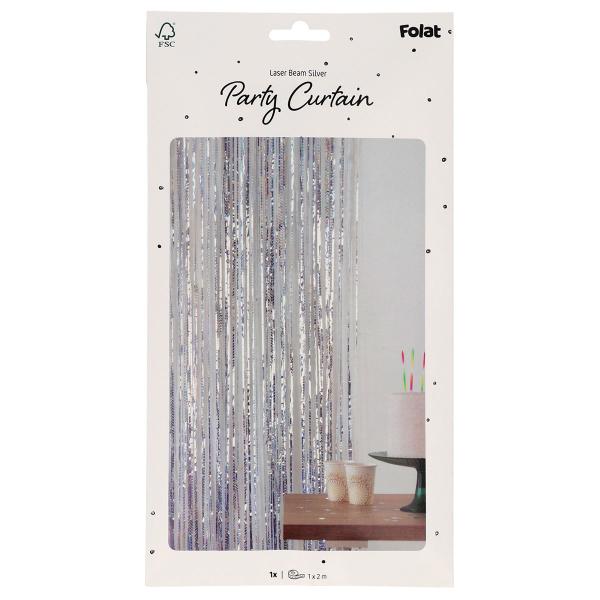 Party Forhæng Iriserende Sølv 200x100 cm