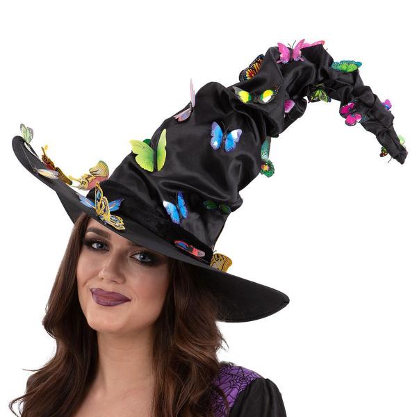 Sort Heksehat med Sommerfugle