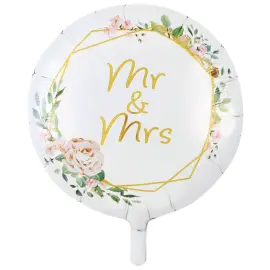 Rund Folieballon Mr & Mrs 46 cm