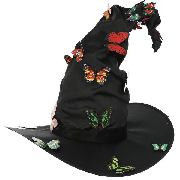 Sort Heksehat med Sommerfugle