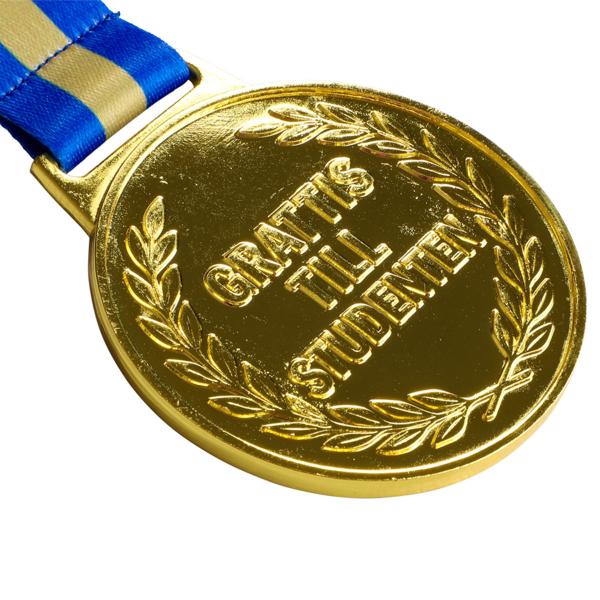 Guldmedalje med Bånd Grattis Till Studenten 6,3 cm
