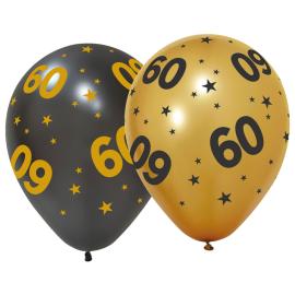 Latexballoner med Stjerner & Tallet 60 6-pak