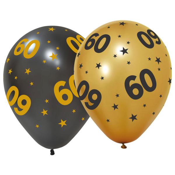 Latexballoner med Stjerner & Tallet 60 6-pak