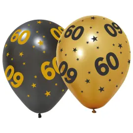 Latexballoner med Stjerner & Tallet 60 6-pak