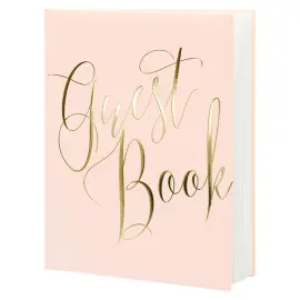 Gæstebog Guest Book Lyserød og Guld