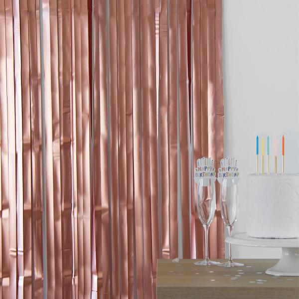 Party Forhæng Mat Roséguld 200x100 cm