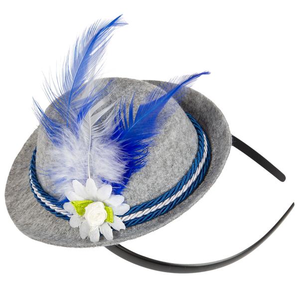 Oktoberfest Hårbøjle med Tyrolerhat Grå