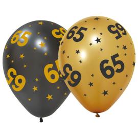Latexballoner med Stjerner & Tallet 65 6-pak