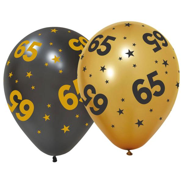 Latexballoner med Stjerner & Tallet 65 6-pak