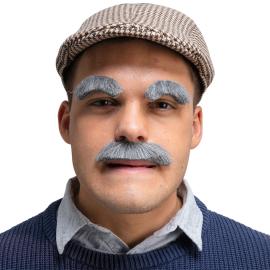 Grå Mustache & Øjenbryn
