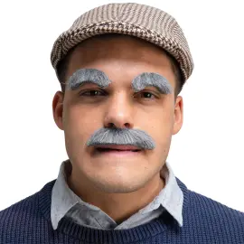 Grå Mustache & Øjenbryn