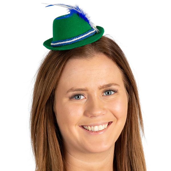 Oktoberfest Hårbøjle med Tyrolerhat Mørkegrøn