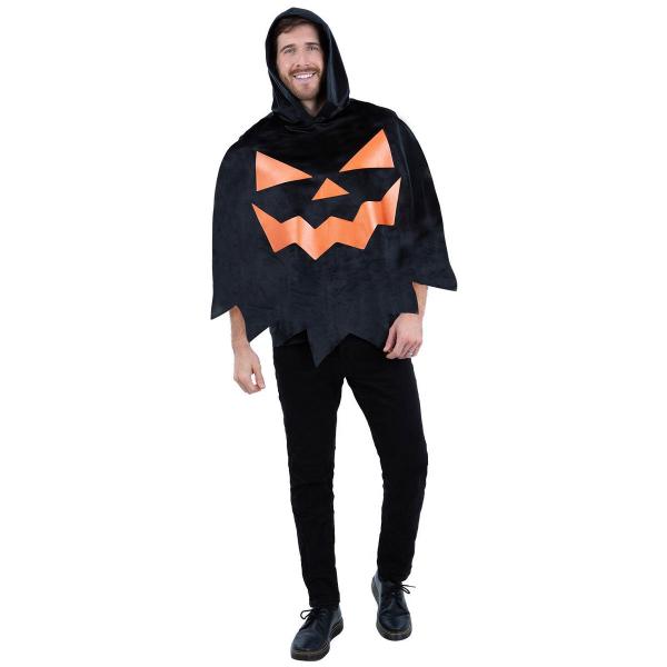 Sort Poncho Halloweengræskar