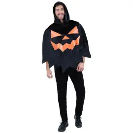 Sort Poncho Halloweengræskar