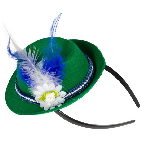 Oktoberfest Hårbøjle med Tyrolerhat Mørkegrøn