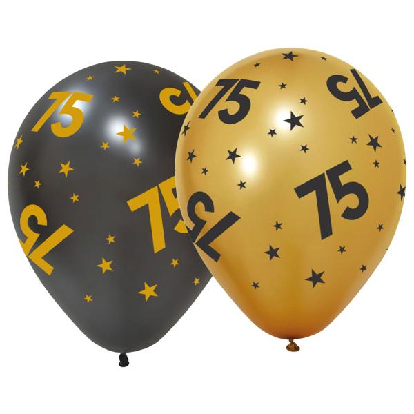 Latexballoner med Stjerner & Tallet 75 6-pak