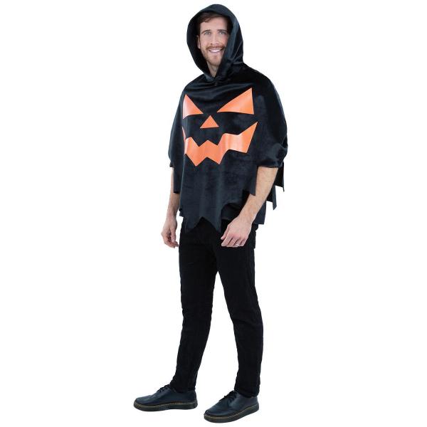 Sort Poncho Halloweengræskar