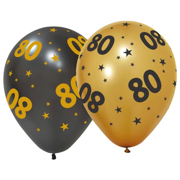 Latexballoner med Stjerner & Tallet 80 6-pak