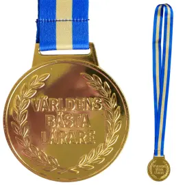 Guldmedalje med B&aring;nd V&auml;rldens B&auml;sta L&auml;rare 6,3 cm