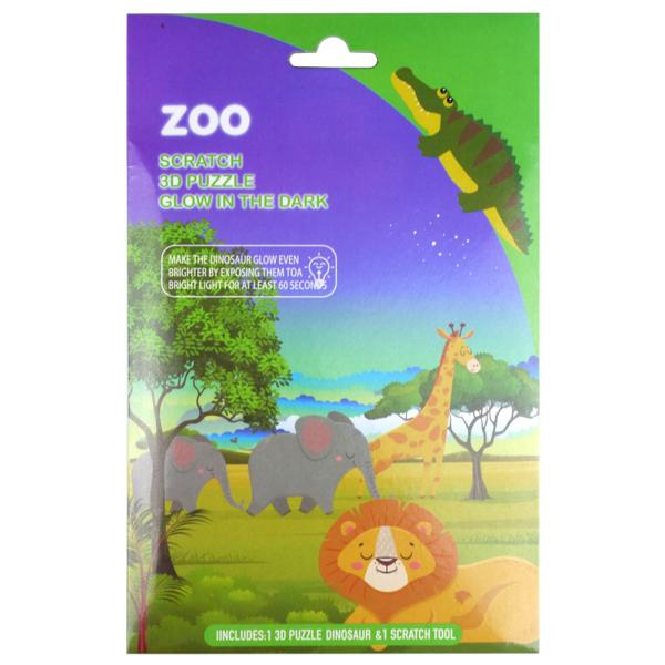 3D Skrabe Puslespil Zoologisk Have