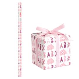 Babyshower Gavepapir Elefant Pink