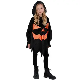 Sort Poncho Halloweengræskar Børn