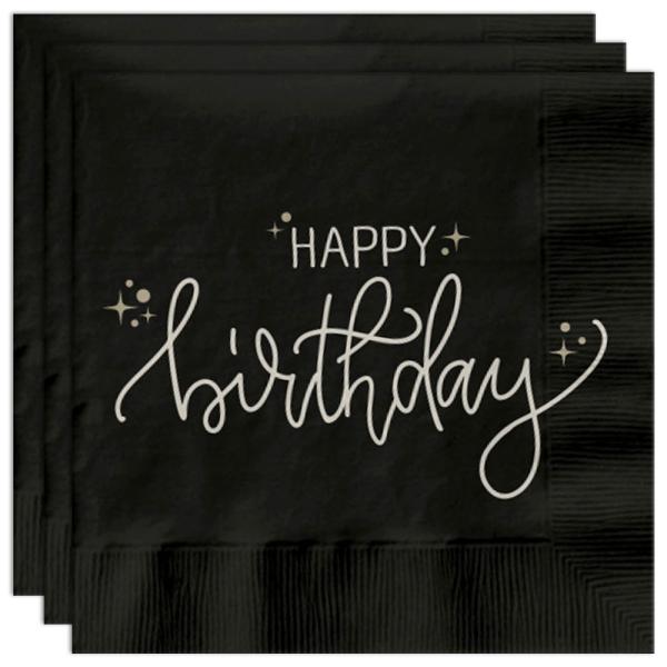 Servietter Happy Birthday Sort 20-pak