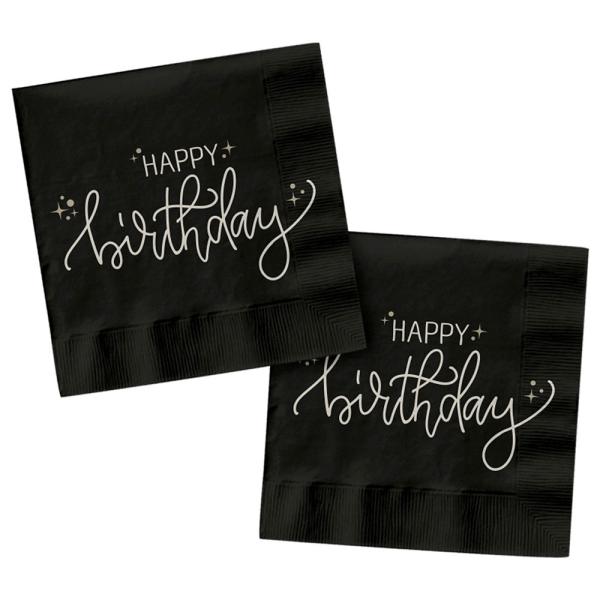 Servietter Happy Birthday Sort 20-pak