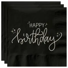 Servietter Happy Birthday Sort 20-pak