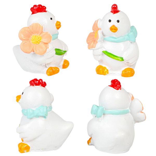 Høne Hvid 2x3 cm 4-pak