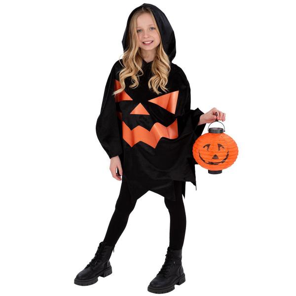 Sort Poncho Halloweengræskar Børn