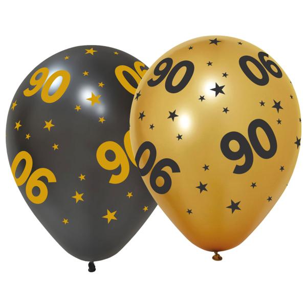 Latexballoner med Stjerner & Tallet 90 6-pak